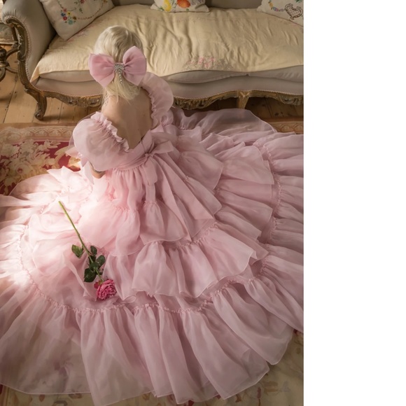 NWT Pink Mademoiselle Ruffle Layered Gown Maxi Dress Wedding Engagement Dress -L - Picture 6 of 17